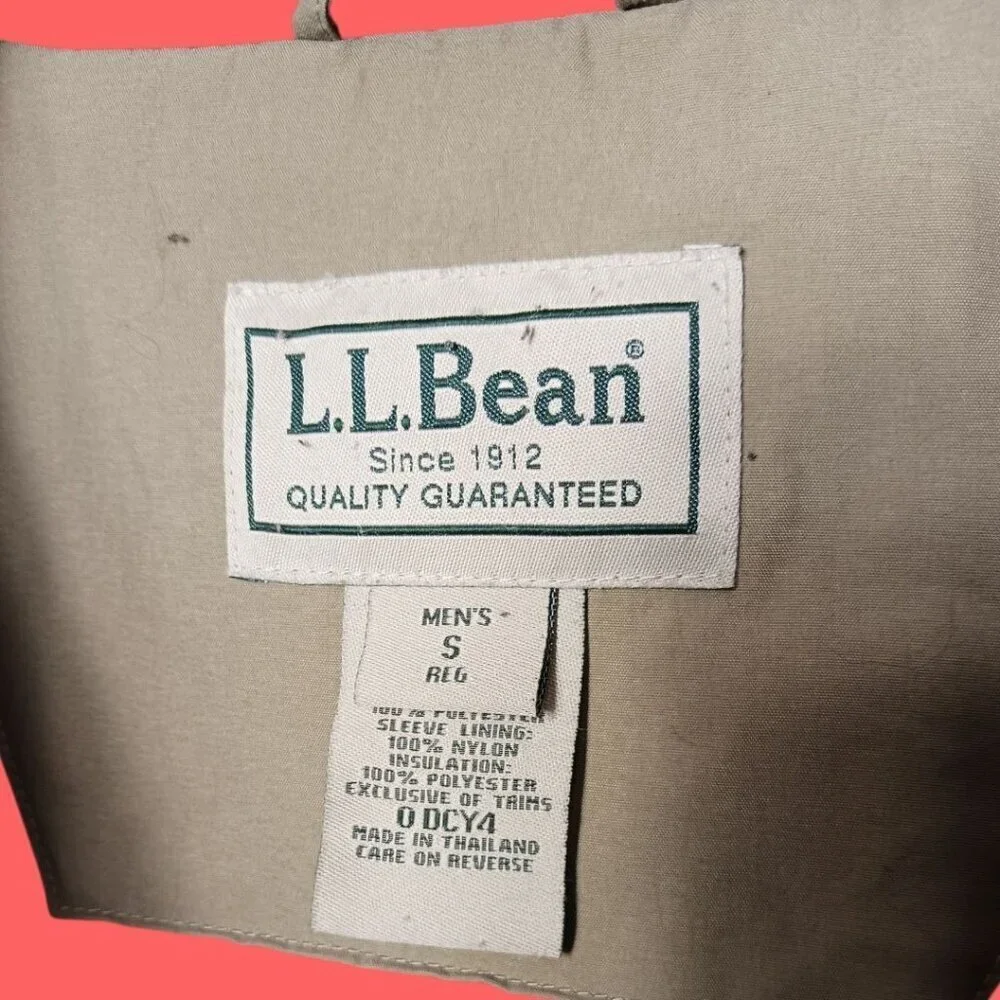 L.L.Bean Vtg Mens Jacket With Fleece Lining & Zip Green Small